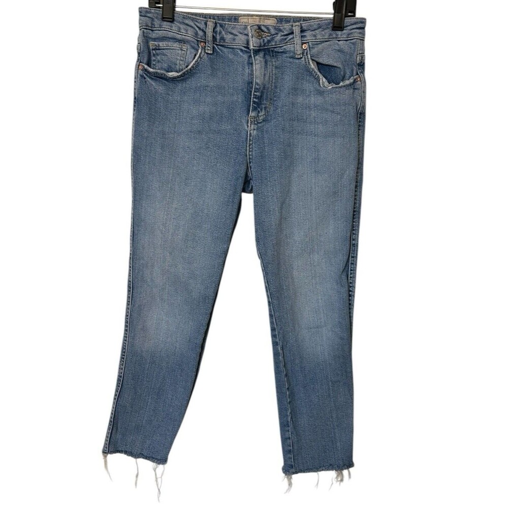 Free People Women's Girlfriend Medium Wash Straight Leg Denim Jeans Size 28S
